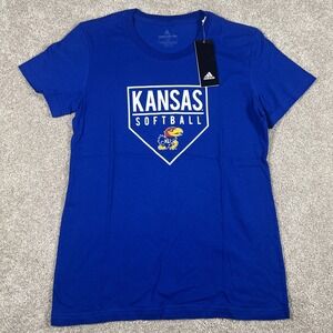 Adidas Kansas Softball T-Shirt Blue Women's Small‎ Amplifier Tee NCAA NWT